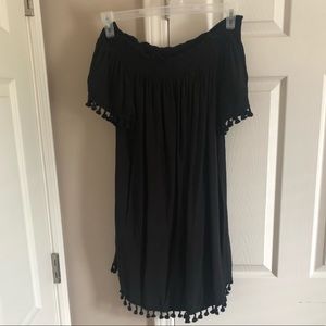Black tassel trim coverup/dress
